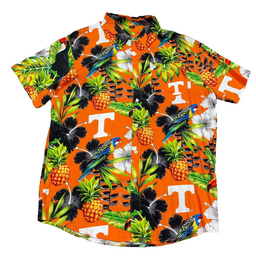 Tennessee Volunteers Hawaiian Shirt Men Medium Floral Pineapple Vols Viscose